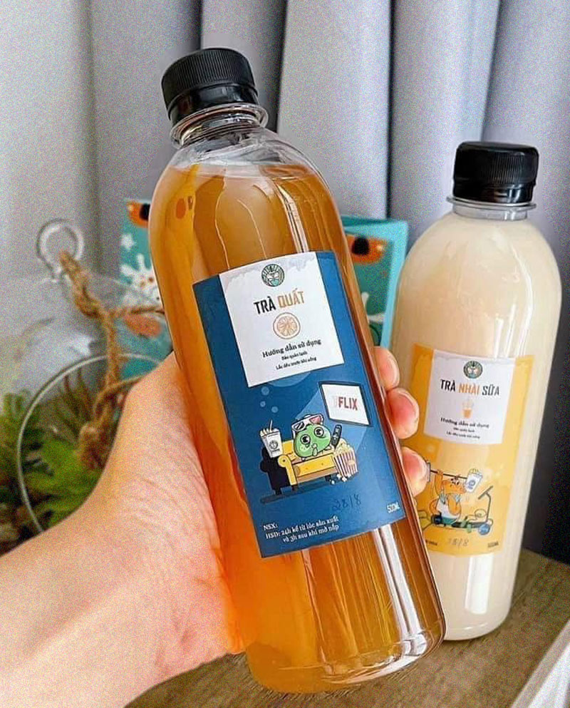 Chai lọ nhựa PET 330ml vuông cổ rộng 5 chai lo nhua pet tron hoa qua tra sua