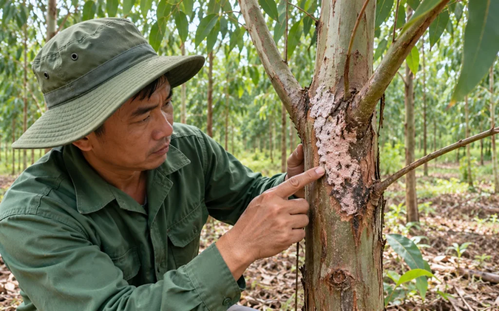 Bệnh nấm hồng trên rừng keo