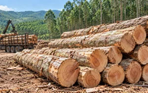 Gỗ keo lớn từ rừng keo lai mô