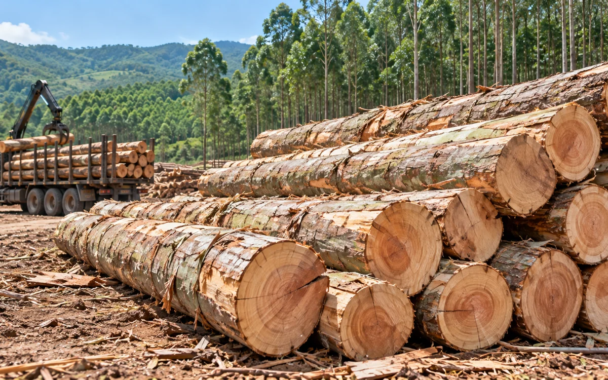 Gỗ keo lớn từ rừng keo lai mô
