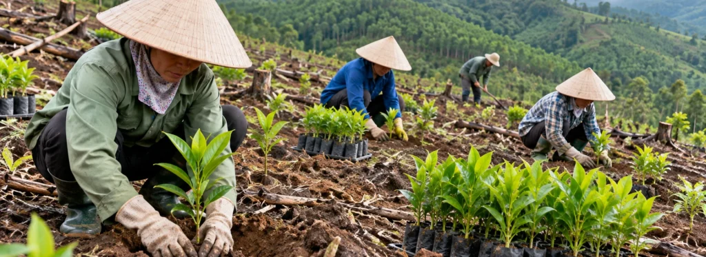 Trồng rừng keo lai trên thực địa